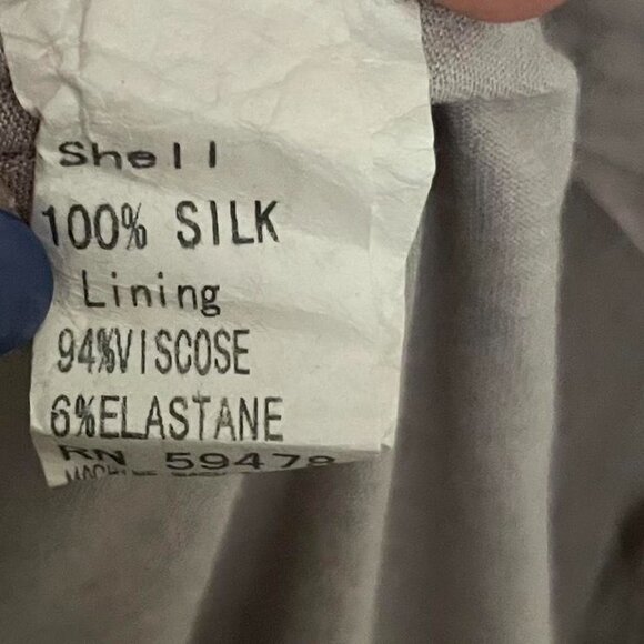 H.Trend Taupe Sheer Silk Romantic Lace-Trim Tunic Blouse - Women's M - Picture 6 of 7